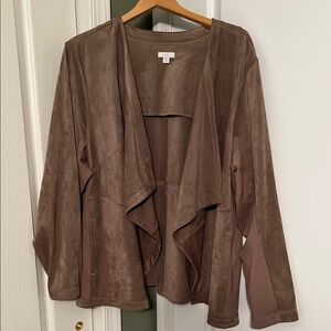 J. Jill Suede Like Blazer with Open Front and Long Sleeves 3X